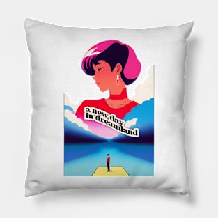 hiroshi nagai style retro nostalgia romantic graphic illustration design by ironpalette Pillow