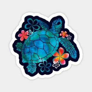 Sea Turtle with Flowers Magnet