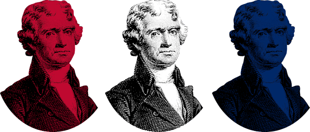 President Thomas Jefferson - Red, White, and Blue Kids T-Shirt by warishellstore