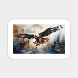 American Bald Eagle in Flight Watercolor Magnet