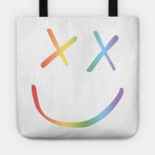 Rainbow Smiley Louis Tomlinson white background Tote