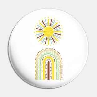 Boho Sun and Rainbow Pin