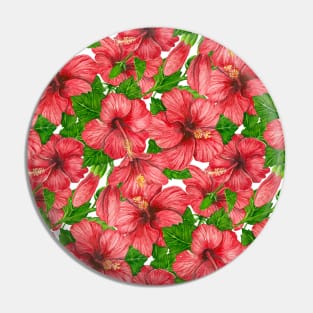 Red hibiscus pattern II Pin