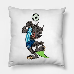 Comic wolf plays soccer Pillow