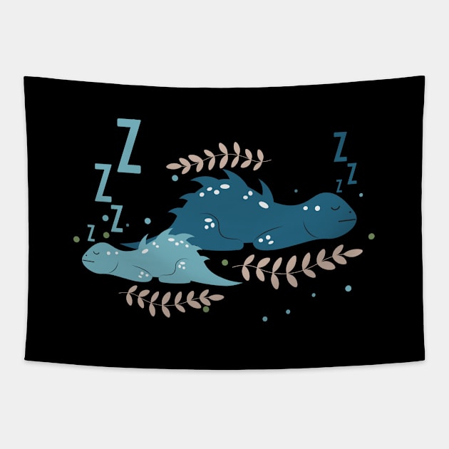 Cute Sleeping Dragons Tapestry by novaya