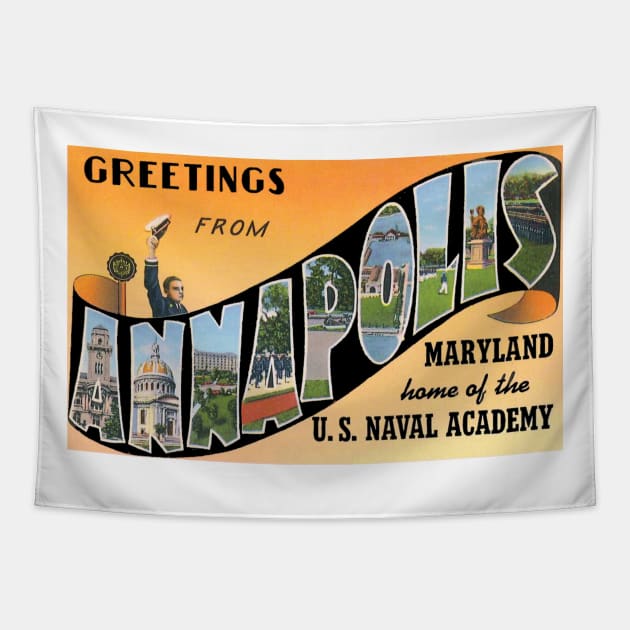 Greetings from Annapolis, Maryland - Vintage Large Letter Postcard Tapestry by Naves
