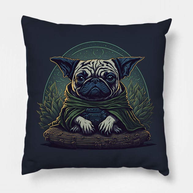 Pug Master I Am Pillow by Dogotees