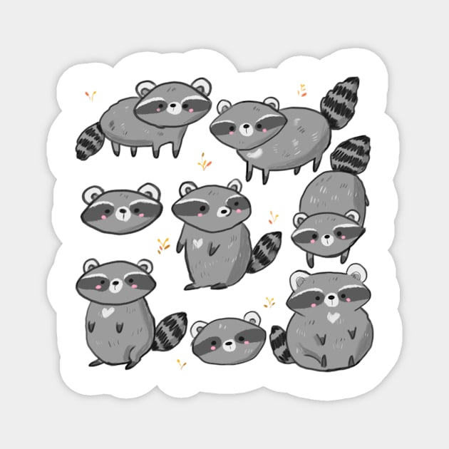 Cute Raccoon pattern Magnet by Mayarart