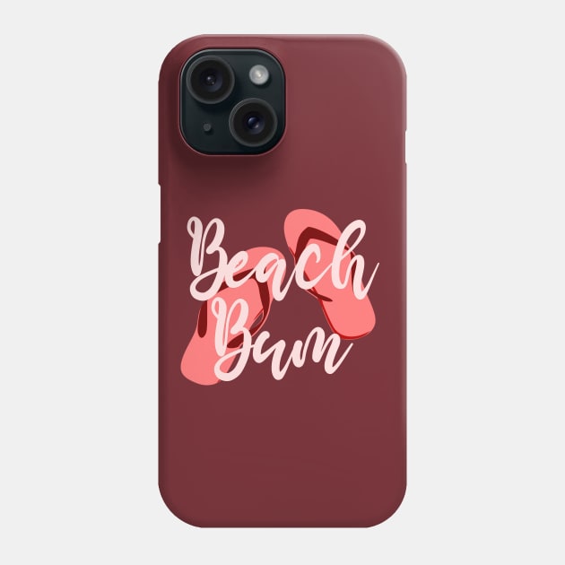 Beach Bum Coral Flip Flops Graphic Design Phone Case by AdrianaHolmesArt