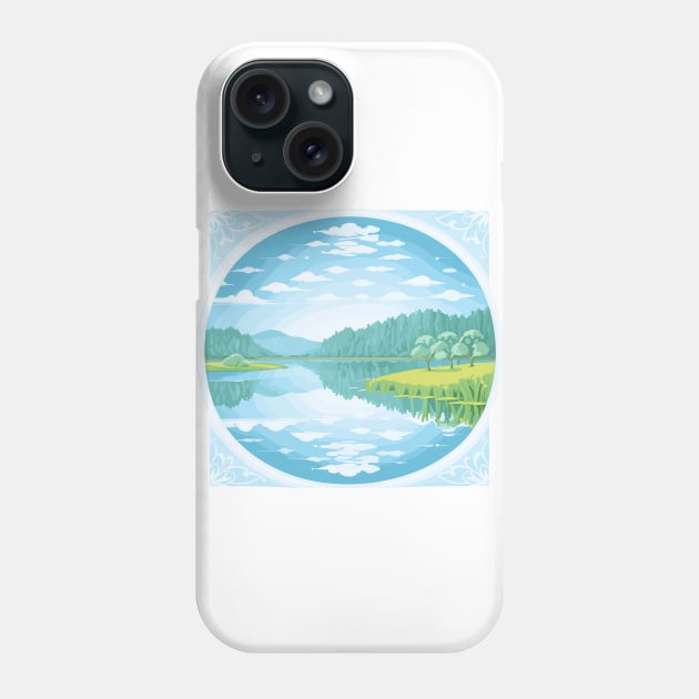 Beautiful landscape with a lake, trees and clouds. Phone Case by webbygfx