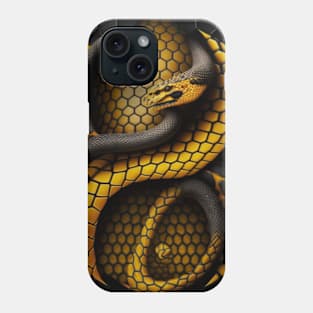 Snake pattern, with pattern, SciFi, scale pattern, black and yellow Phone Case