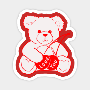 Cherry Valentines Teddy Bear Magnet