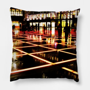 Finsbury Avenue Square, London, at night - surreal city photo in red and orange Pillow