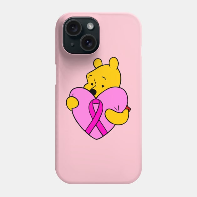 Yellow Bear hugging pink Awareness ribbon Phone Case by CaitlynConnor