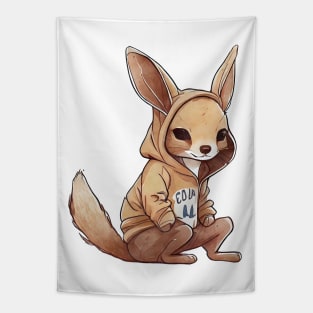 Cartoon Kangaroo Wearing Hoodie Tapestry