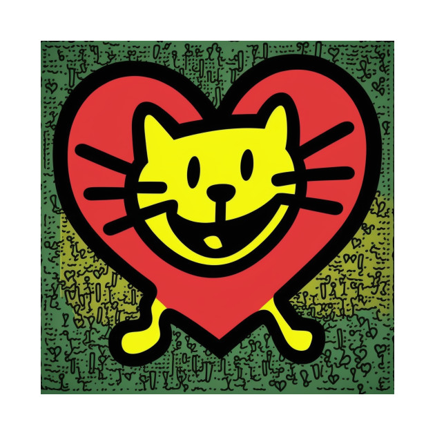 Funny Keith Haring, Happy Cat lover by Art ucef