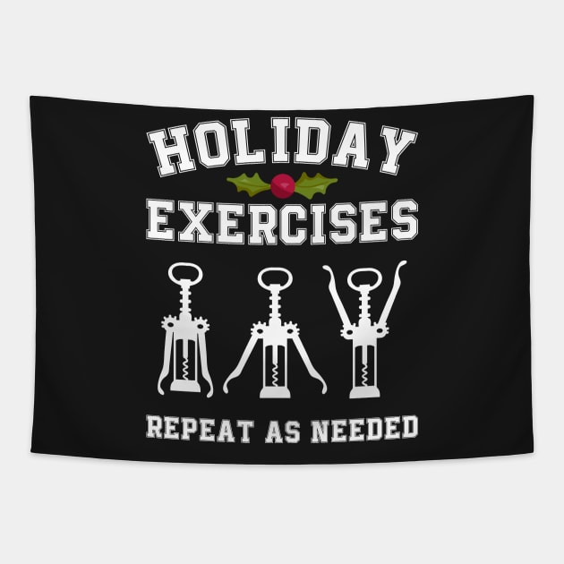 Holiday Exercises Wine Opener Funny Christmas Tapestry by teevisionshop