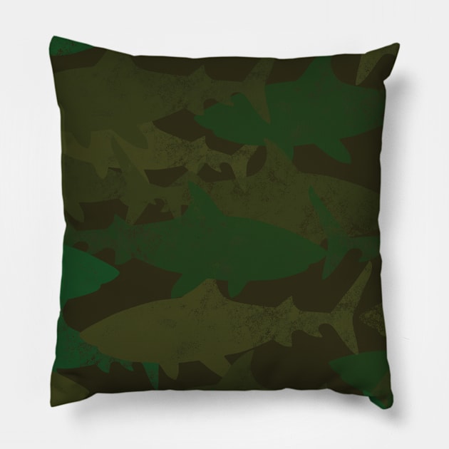 shark vintage camouflage Pillow by hatem