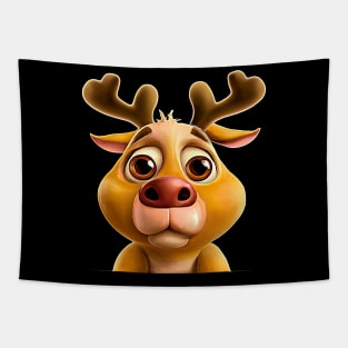 AI Art Cute Chubby Reindeer Abstract Expressionism Effect Tapestry