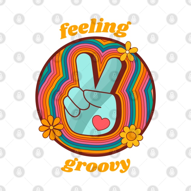Feeling Groovy - Retro Rainbow Peace Sign by Just Kidding Co.