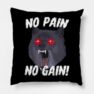 No Pain No Gain Gym Wolf Motivational Sports Quotes Pillow