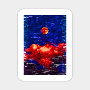 Super Bright Red Moon Cloudy Night. For Moon Lovers. Magnet