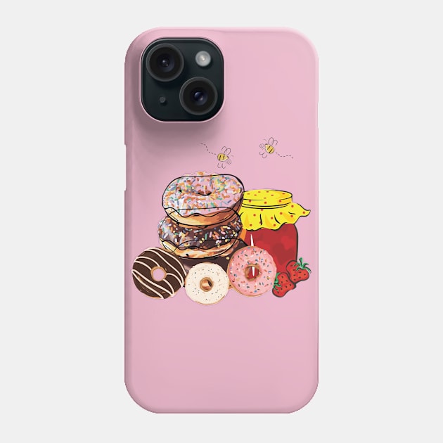 Nuts for Donuts & Yummy Honey | Food Phone Case by Art by Ergate