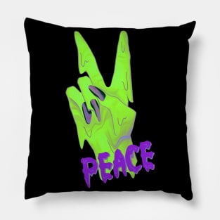 alien hand peace sign Pillow