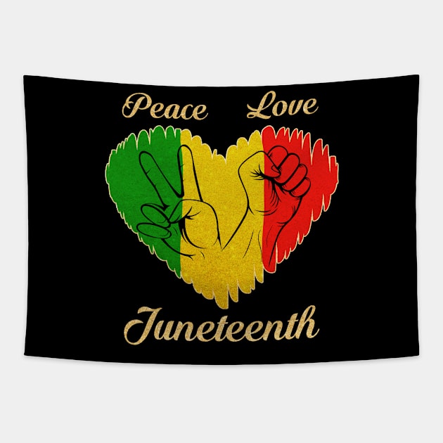 Peace Love Juneteenth Black Pride Freedom 4th Of July Tapestry by ArtbyJester