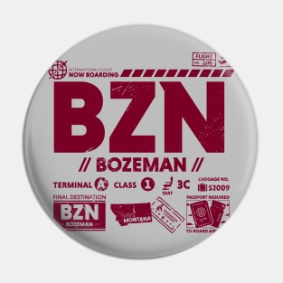 Vintage Bozeman BZN Airport Code Travel Day Retro Travel Tag Montana Pin