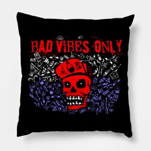 BAD VIBES ONLY PATRIOTIC USA FRANCES WHATEVER red white blue Pillow