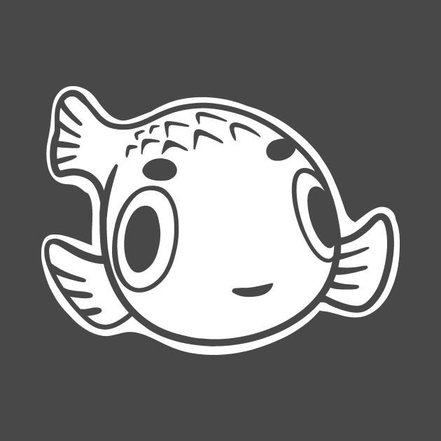 Minimal Puffer fish. Stylized art for bubblefish fans by croquis design