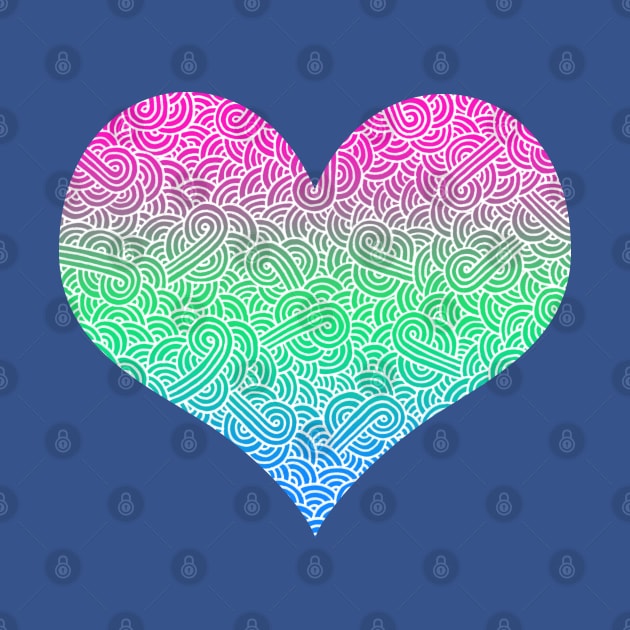 Ombré polysexuality colours and white swirls doodles heart by Savousepate
