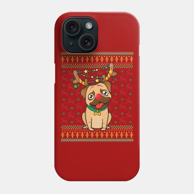 Not so Ugly Christmas Pug Xmas Pajama Phone Case by aneisha