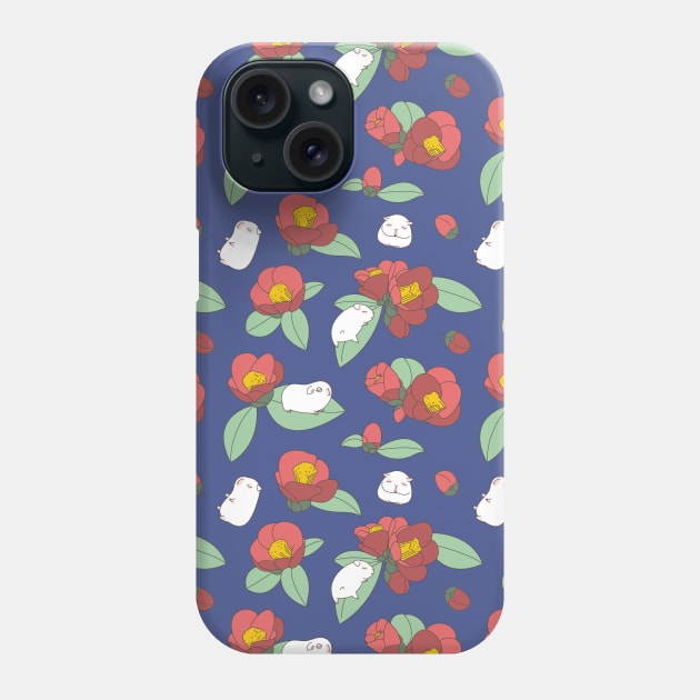 Albino Guinea Pigs and Japanese Camellias Pattern Phone Case by Noristudio