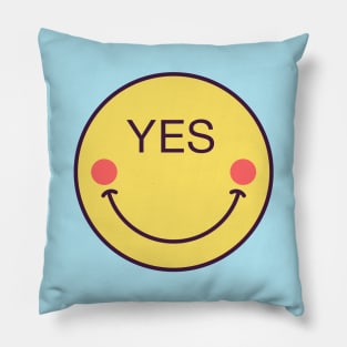 Emoji face icon with phrase Yes Pillow