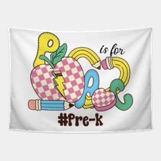 P Is For Pre-k Teacher Groovy Back to School Tapestry