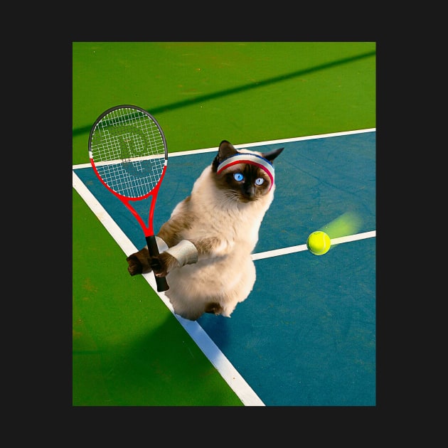 Siamese Cat Playing Tennis by Random Galaxy