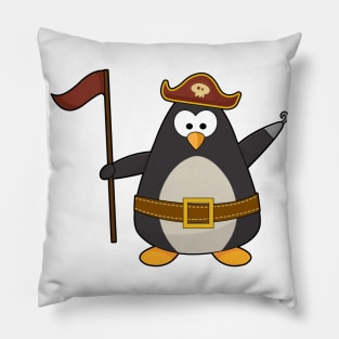 Penguin as Pirate with Pirate belt & Pirate hat Pillow