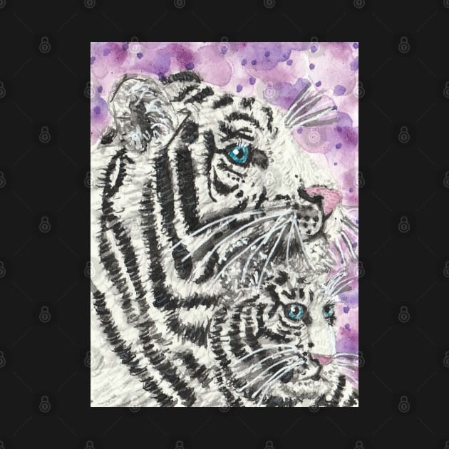 White tiger and baby tiger  cat by SamsArtworks