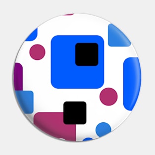 Retro Abstract Dream Space Magenta Blue Black on White Pin