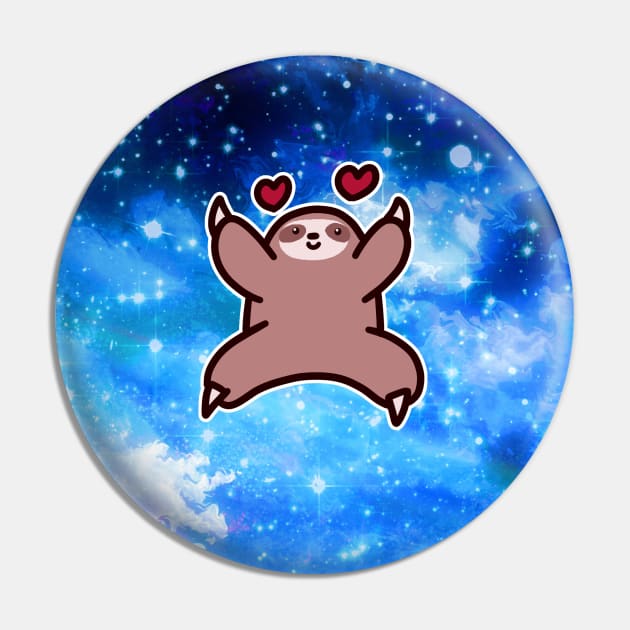 Love Sloth - Starry Night Sky Pin by saradaboru