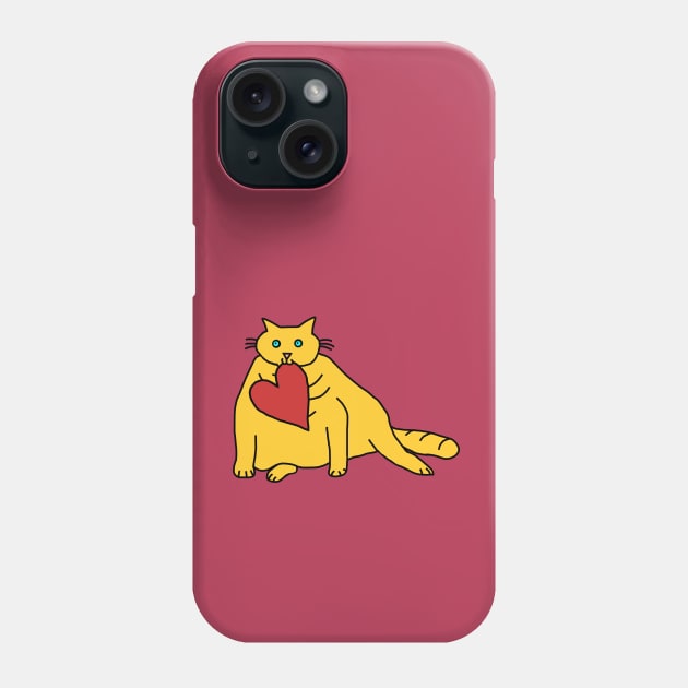 Chonk Cat with Love Heart on Valentines Day Phone Case by ellenhenryart