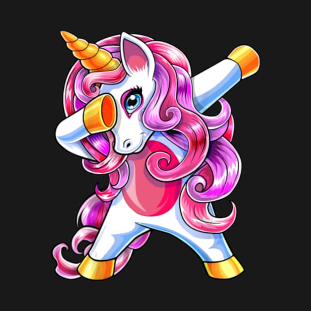 Dabbing Unicorn Birthday Shirt Girls Cute Unicorn by Xizin Gao