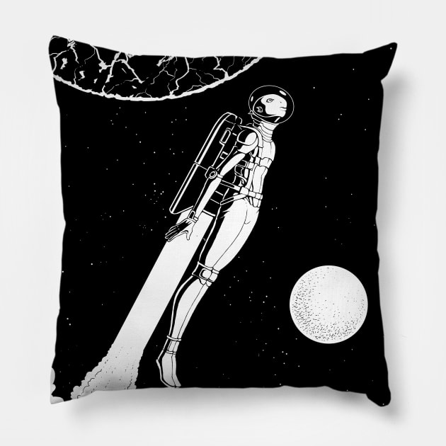 Jetpack Pioneer Pillow by Oliver Bown Designs