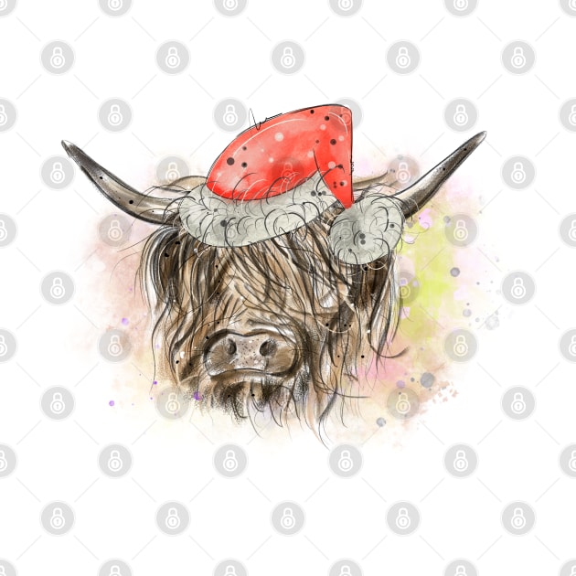 Christmas Highland Cow by HJstudioDesigns