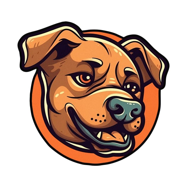 Boxer orange dog cartoon logo in circle by KOTYA