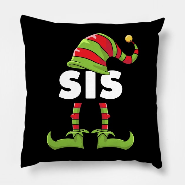 Sister Elf Funny Matching Christmas Costume Family Pillow by teeleoshirts