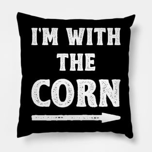 Funny Halloween I'm With The Corn Costume Couple (White) Pillow