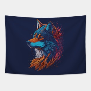 Colorful Face Wolf Tapestry